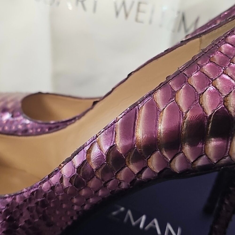 Stuart Weitzman Nouveau Viola Midas Python Heels - image 7